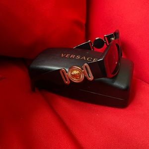 Versace Black sunglasses. Biggie style with gold medusa